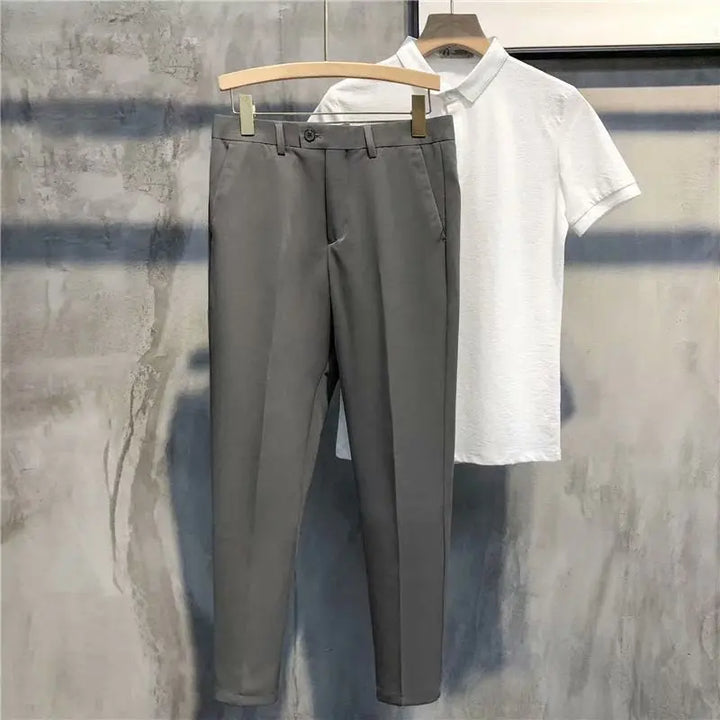 Manu - Einfarbige formelle Hose in schmaler Passform MOKKAKAI