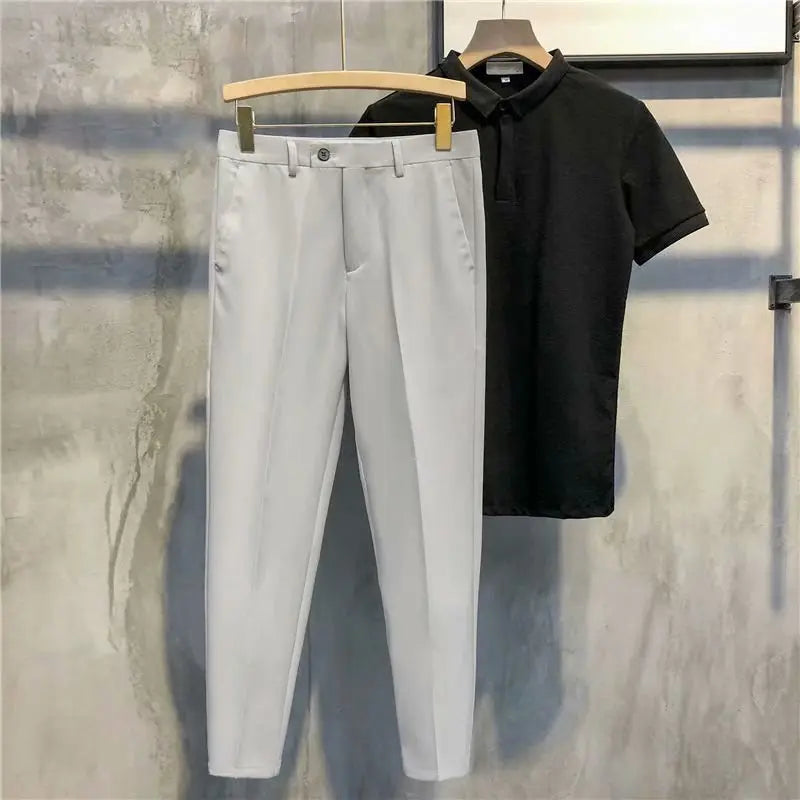 Manu - Einfarbige formelle Hose in schmaler Passform MOKKAKAI