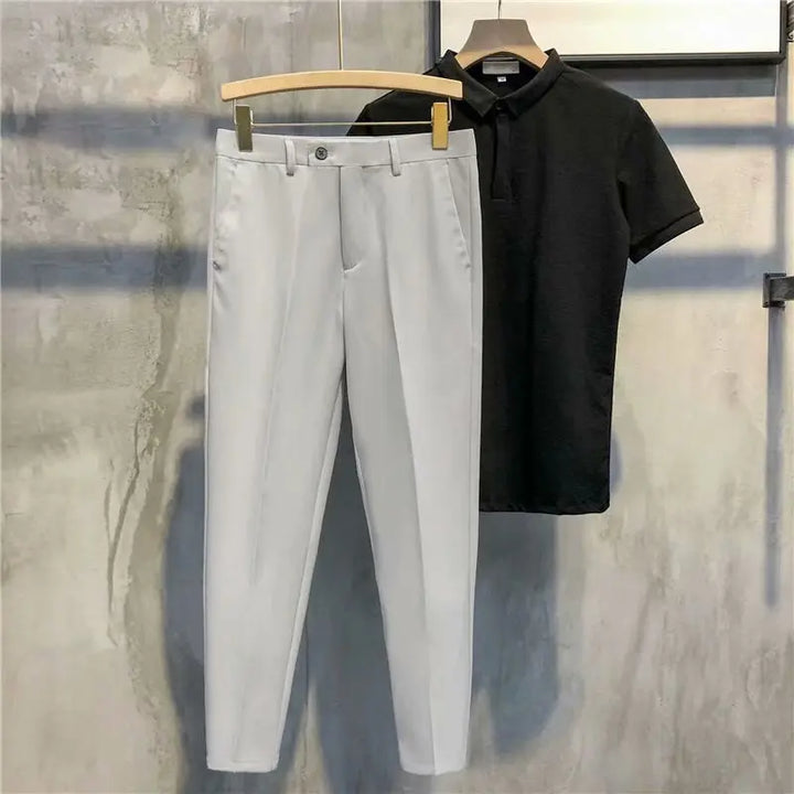 Manu - Einfarbige formelle Hose in schmaler Passform MOKKAKAI