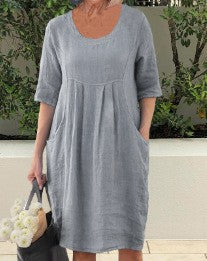 Eva™ | Neue Leinen-Baumwolle Kleid MOKKAKAI