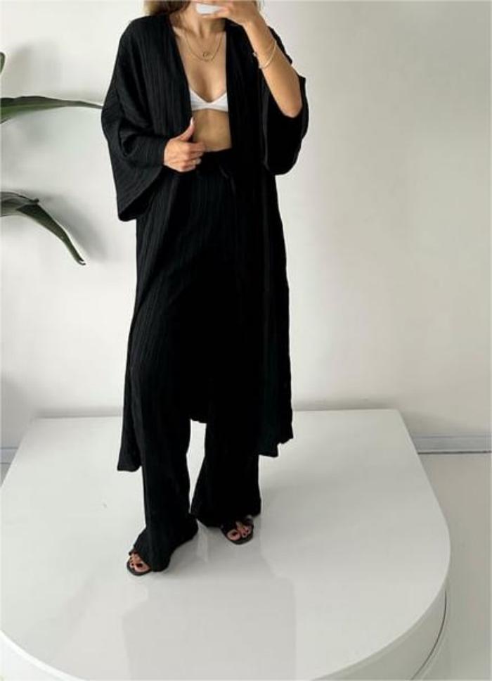 Ramona - Entspanntes Set aus Strickjacke und Hose MOKKAKAI