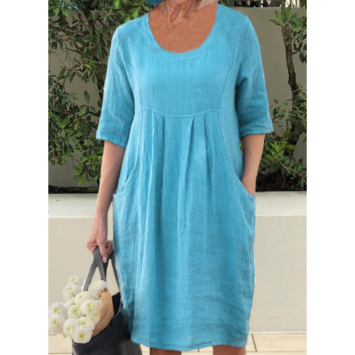 Eva™ | Neue Leinen-Baumwolle Kleid MOKKAKAI