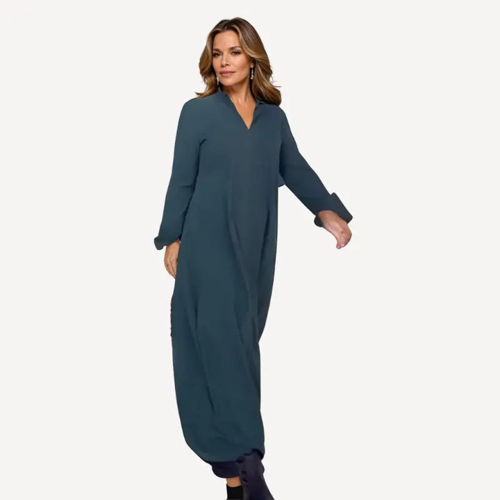 Evia™ Minimalistisches Maxikleid mit Reissverschluss-Details | Eleganz & Praktikabilität für den Alltag MOKKAKAI