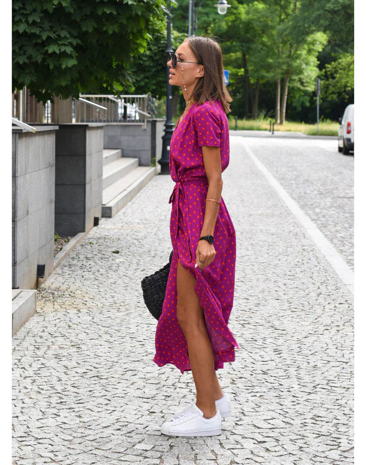 Laro™ | Stilvolles V-Ausschnitt-Kleid MOKKAKAI