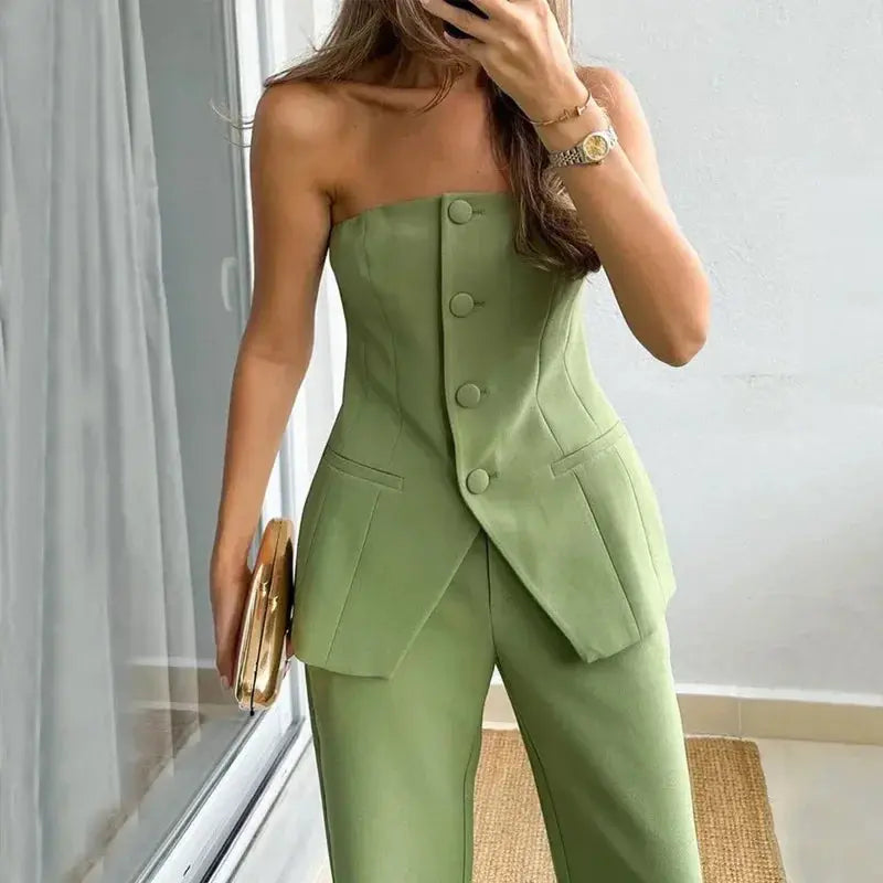 Emilia - Ärmelloses Elegantes Set MOKKAKAI