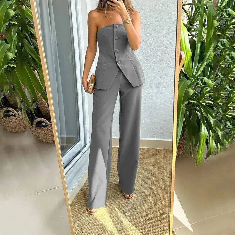 Emilia - Ärmelloses Elegantes Set MOKKAKAI