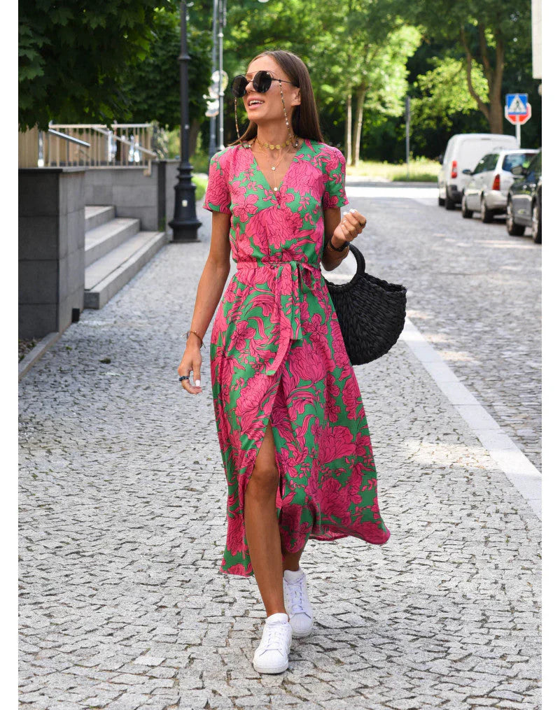 Laro™ | Stilvolles V-Ausschnitt-Kleid MOKKAKAI