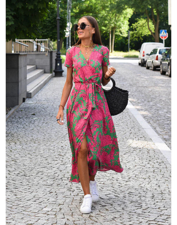 Laro™ | Stilvolles V-Ausschnitt-Kleid MOKKAKAI