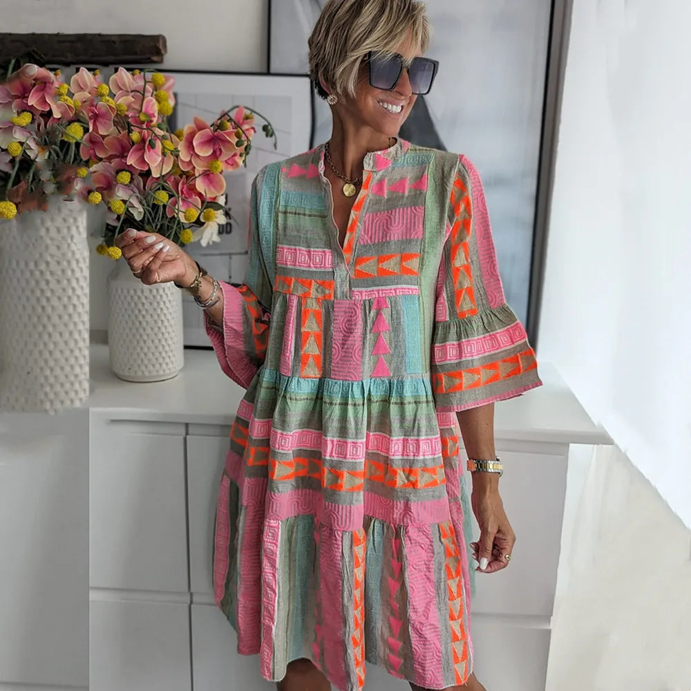 Juliane – Boho-Stufen-Swingkleid MOKKAKAI