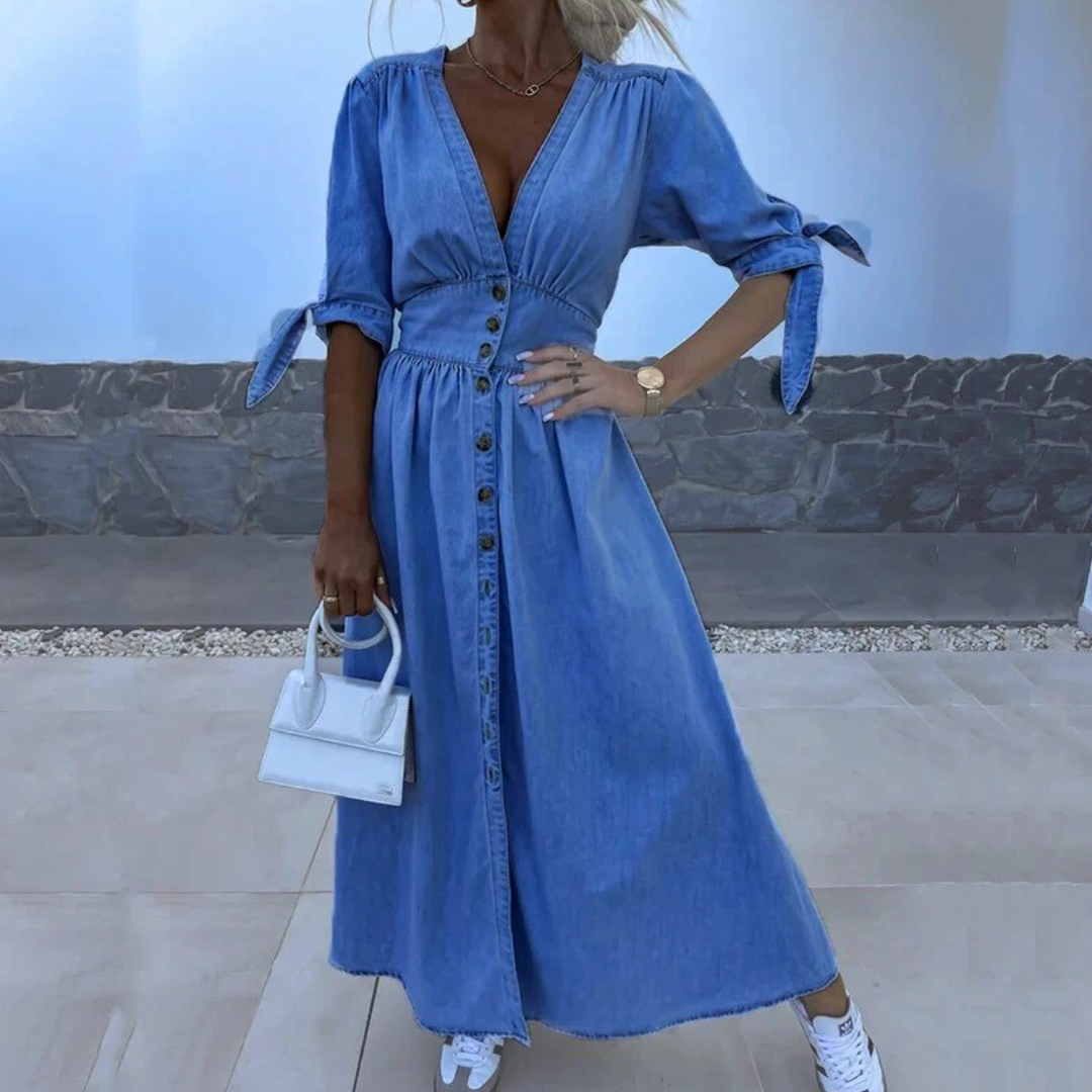 Jelke™ | Chic Denim Damen Kleid MOKKAKAI