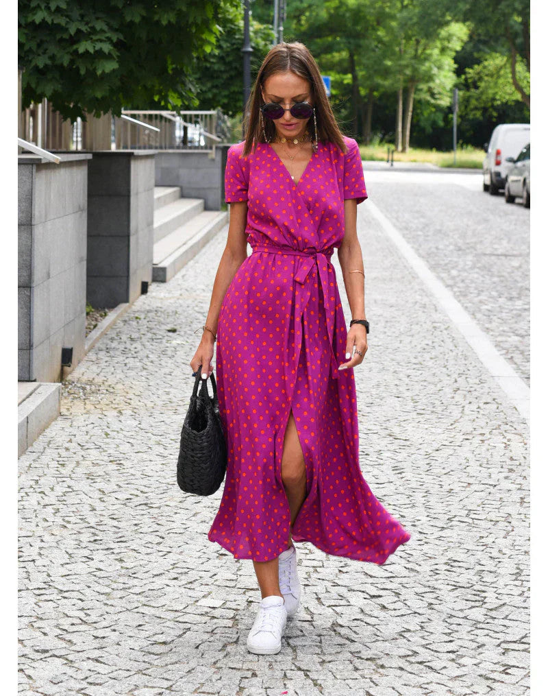 Laro™ | Stilvolles V-Ausschnitt-Kleid MOKKAKAI