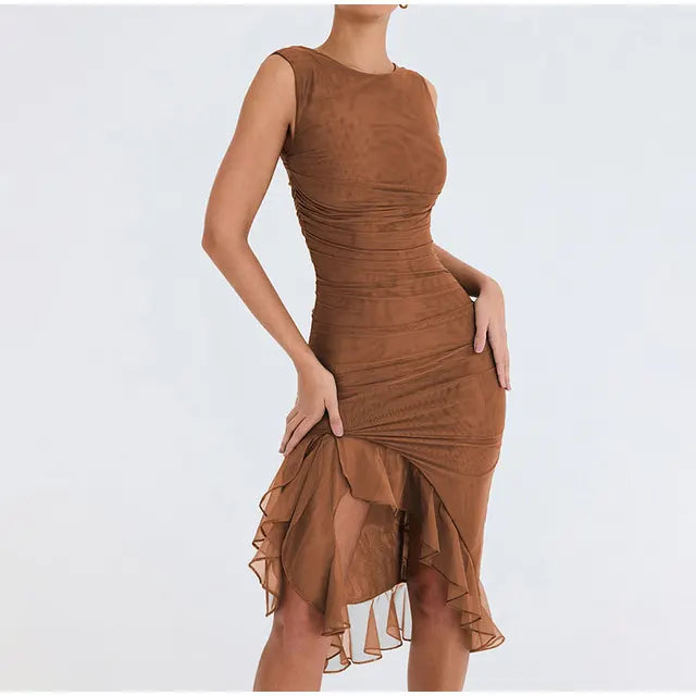 Rozz™ | Midi-Kleid mit Rüschen MOKKAKAI