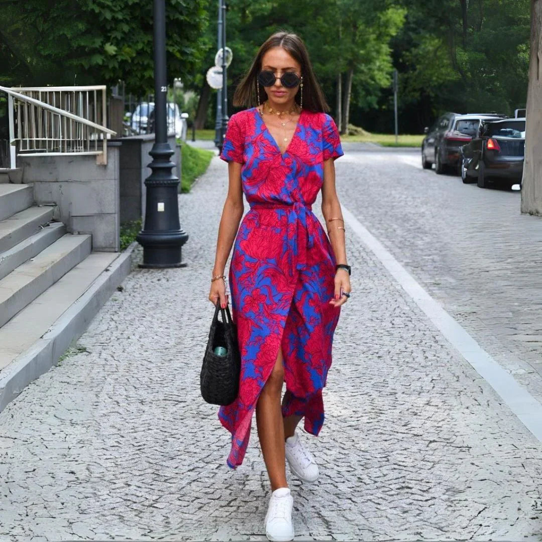 Laro™ | Stilvolles V-Ausschnitt-Kleid MOKKAKAI
