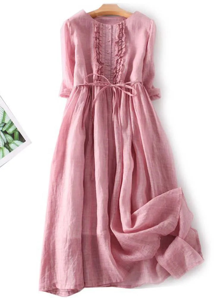 Laureen | Elegantes Leinenkleid MOKKAKAI