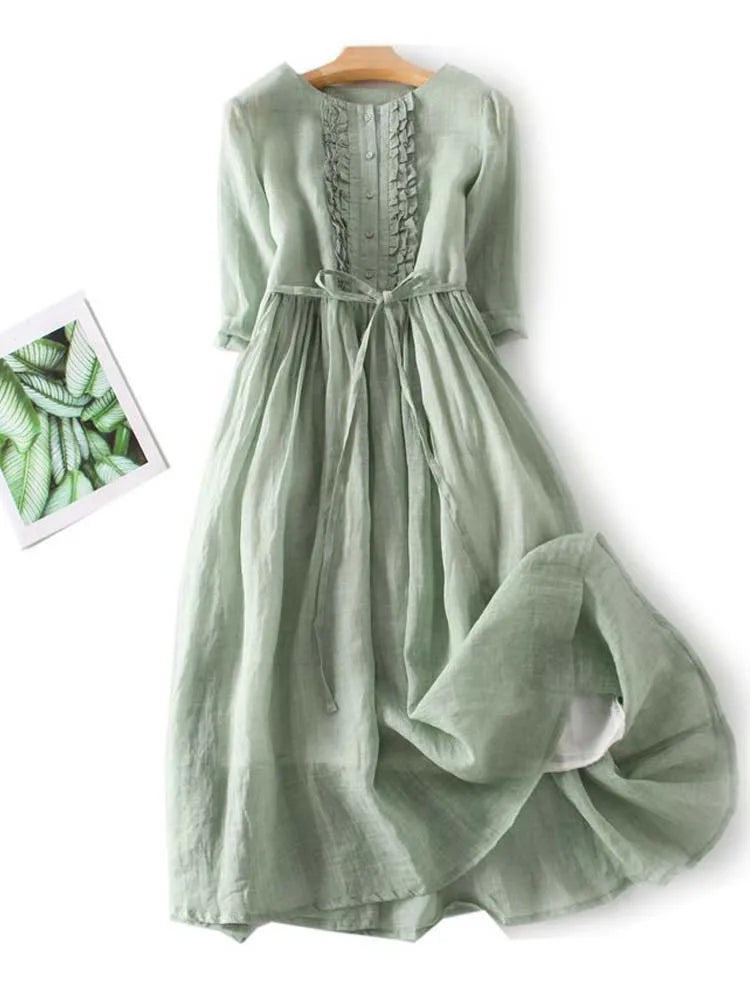 Laureen | Elegantes Leinenkleid MOKKAKAI