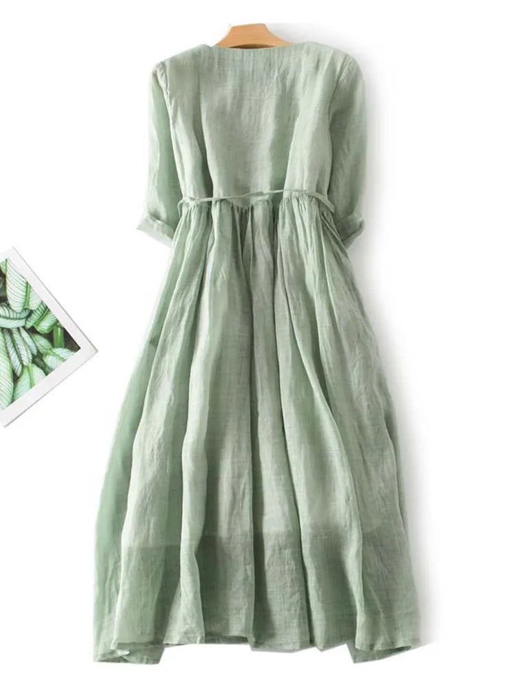 Laureen | Elegantes Leinenkleid MOKKAKAI