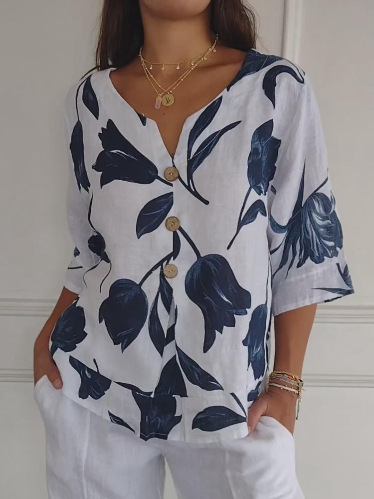 Ellen™ | Blusenshirt mit Blumenmuster MOKKAKAI