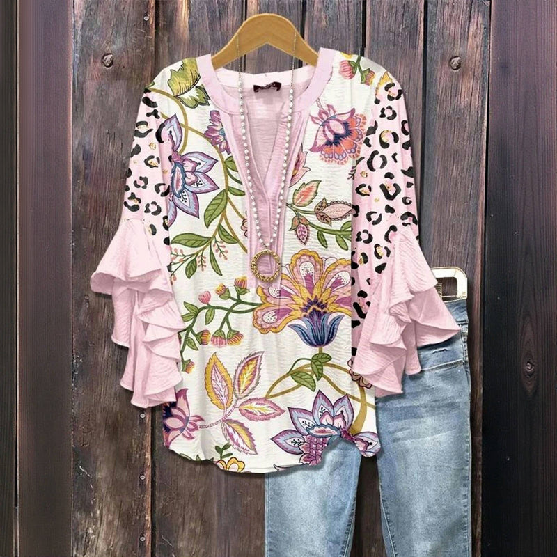 Vintage-Bluse Mit Blumendruck MOKKAKAI