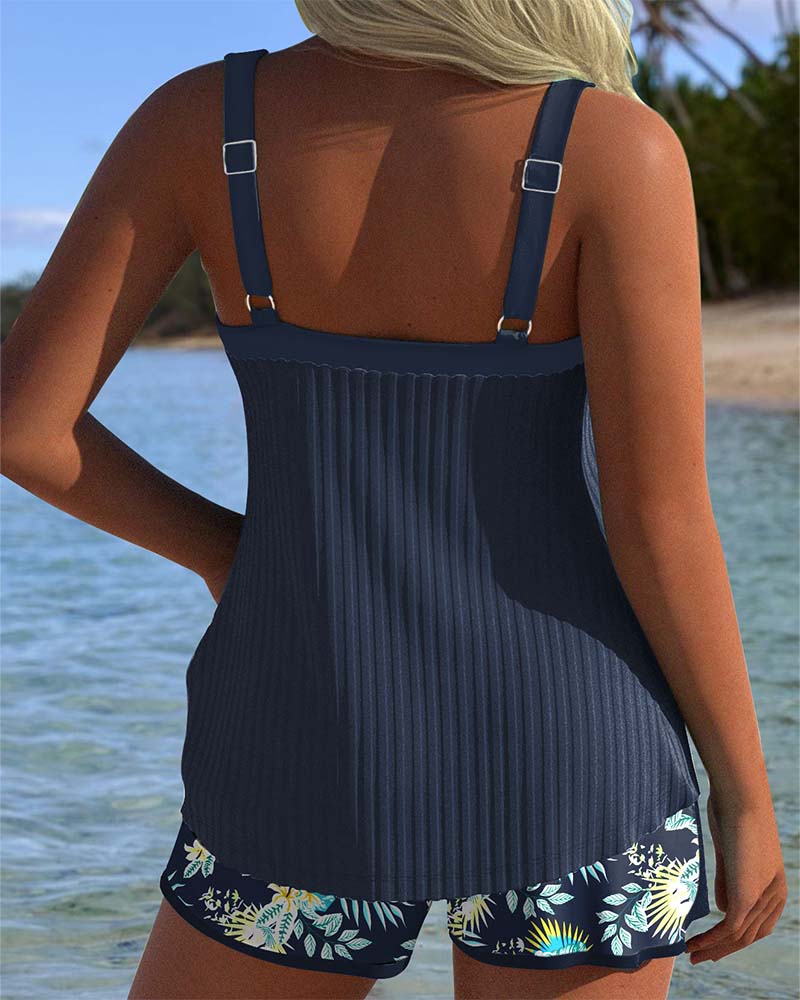 Tankini Gestreift Zweiteilig Badeshorts MOKKAKAI