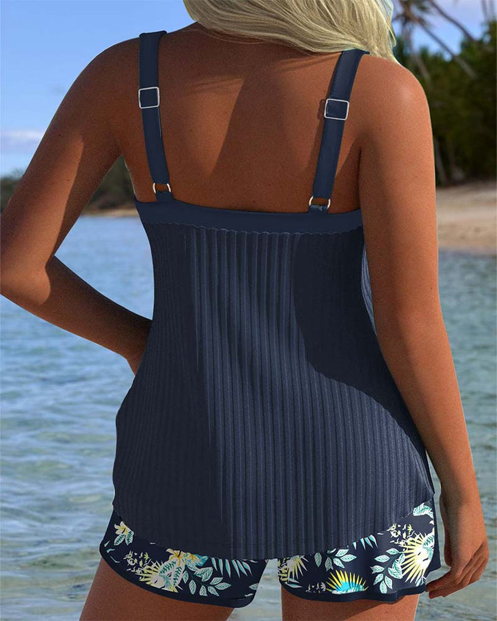Tankini Gestreift Zweiteilig Badeshorts MOKKAKAI