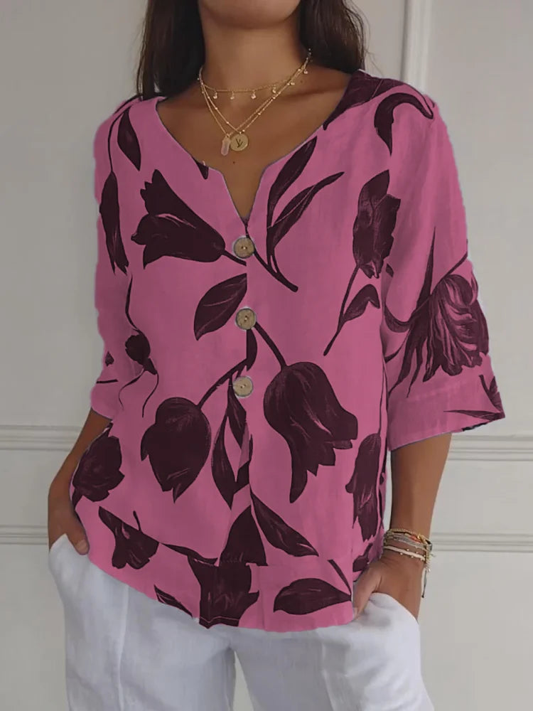Ellen™ | Blusenshirt mit Blumenmuster MOKKAKAI