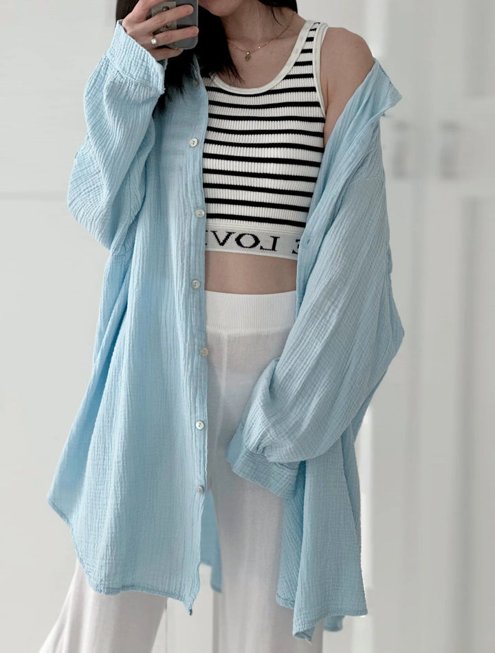 SOFTLIN™ – Oversize Bluse i Musselin-Stoff MOKKAKAI