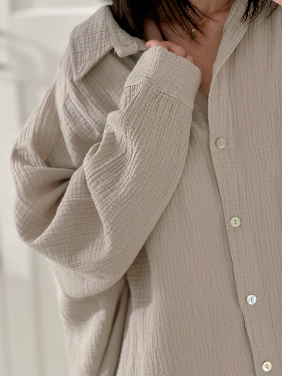 SOFTLIN™ – Oversize Bluse i Musselin-Stoff MOKKAKAI