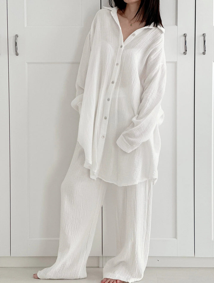 SOFTLIN™ – Oversize Bluse i Musselin-Stoff MOKKAKAI