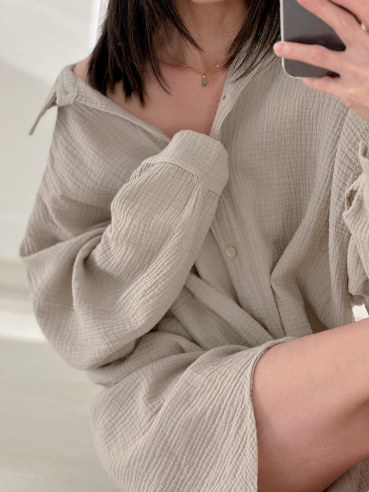 SOFTLIN™ – Oversize Bluse i Musselin-Stoff MOKKAKAI