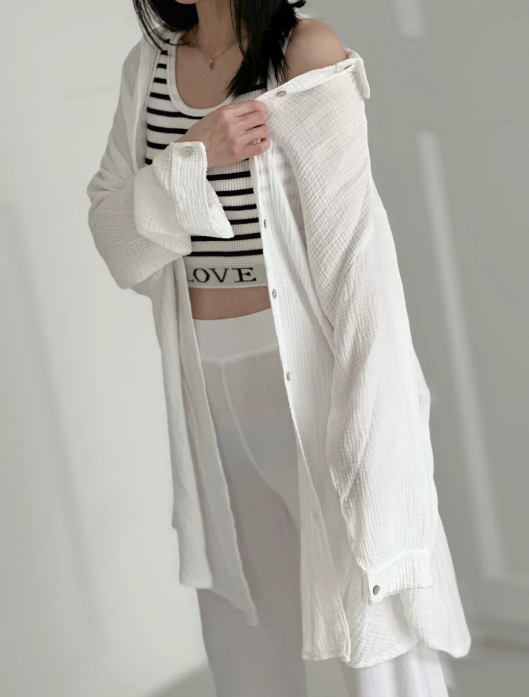 SOFTLIN™ – Oversize Bluse i Musselin-Stoff MOKKAKAI