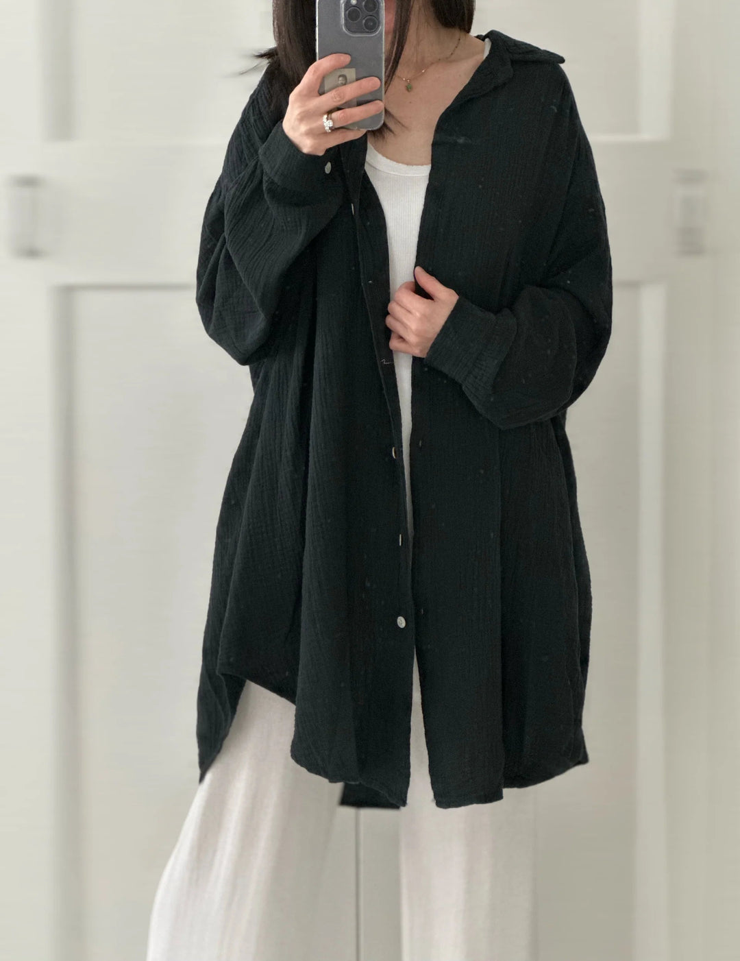 SOFTLIN™ – Oversize Bluse i Musselin-Stoff MOKKAKAI