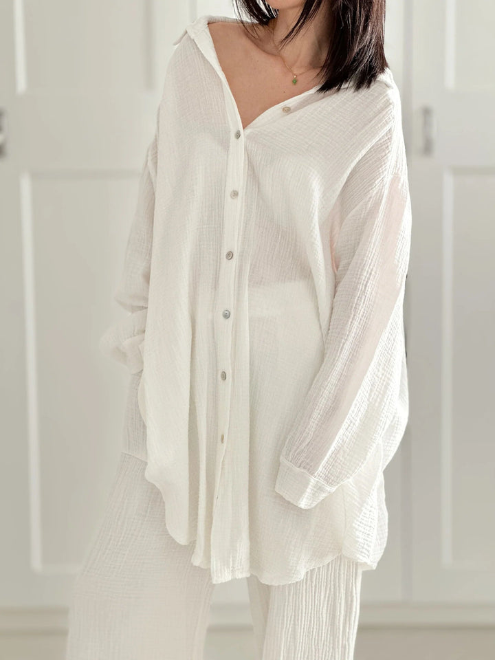SOFTLIN™ – Oversize Bluse i Musselin-Stoff MOKKAKAI