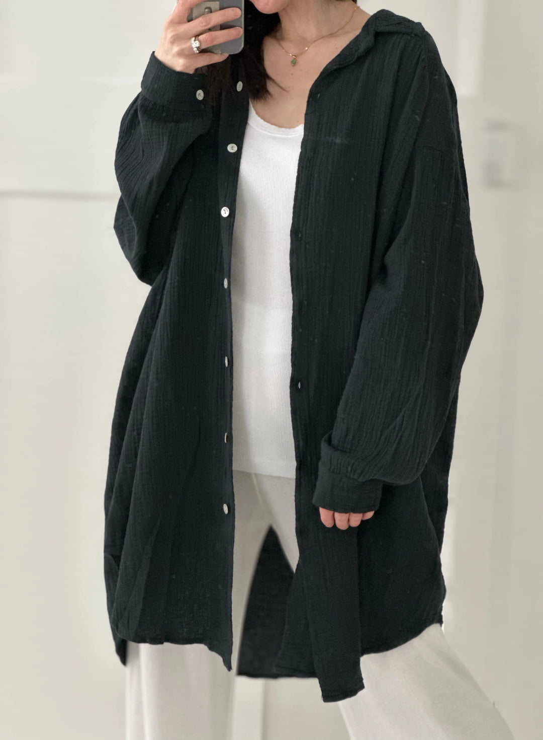 SOFTLIN™ – Oversize Bluse i Musselin-Stoff MOKKAKAI