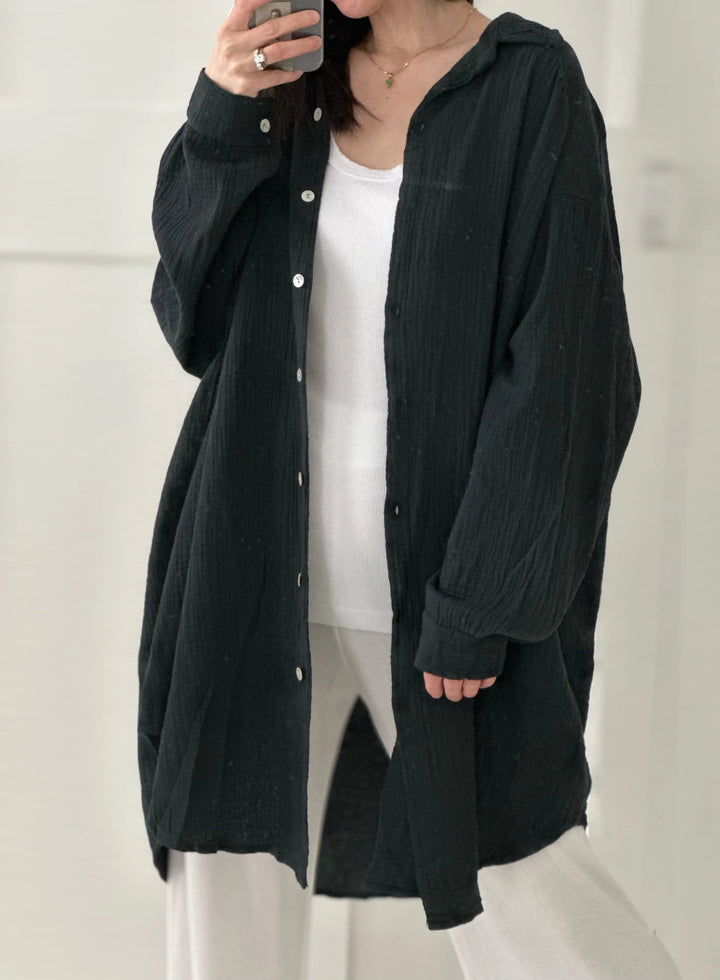SOFTLIN™ – Oversize Bluse i Musselin-Stoff MOKKAKAI