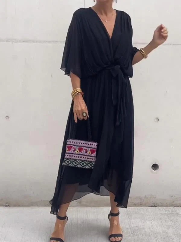 Thyra | Elegantes Kleid mit V-Ausschnitt MOKKAKAI