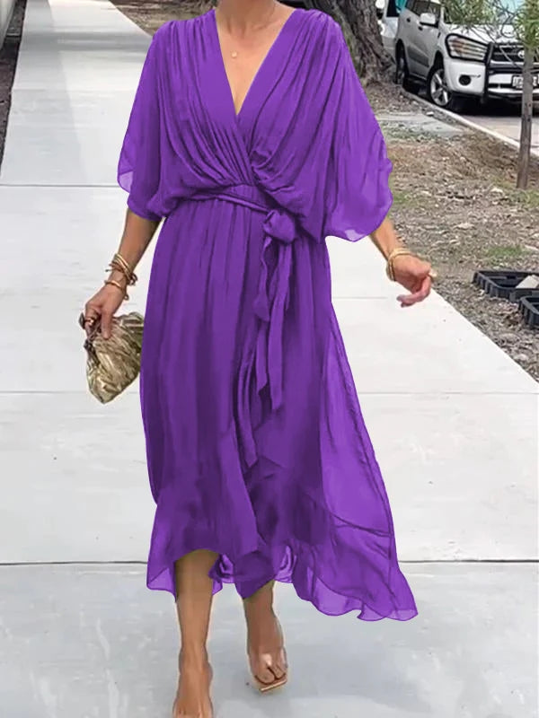 Thyra | Elegantes Kleid mit V-Ausschnitt MOKKAKAI