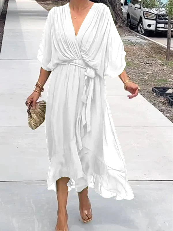 Thyra | Elegantes Kleid mit V-Ausschnitt MOKKAKAI