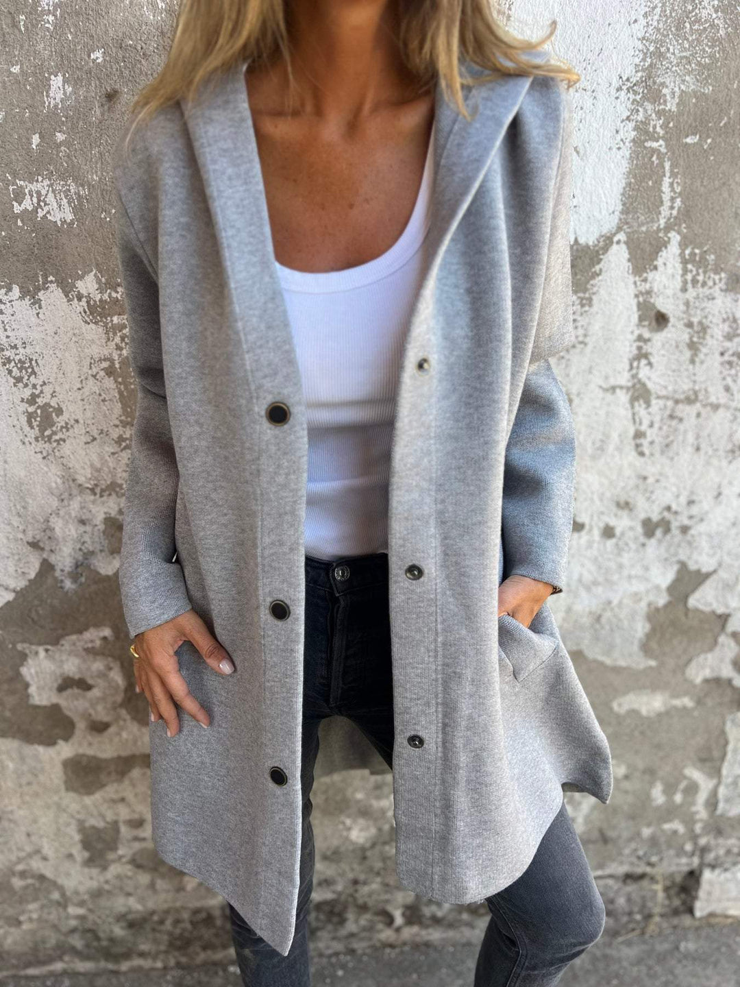 Malorie | Lässige einreihige Kapuzenjacke MOKKAKAI