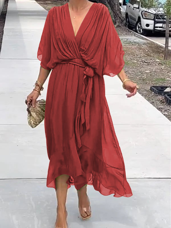Thyra | Elegantes Kleid mit V-Ausschnitt MOKKAKAI