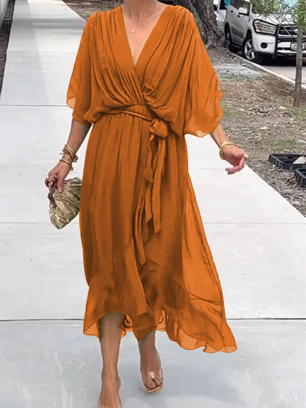 Thyra | Elegantes Kleid mit V-Ausschnitt MOKKAKAI