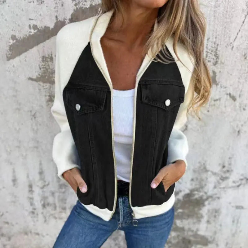 Kreative Denim-Spleißjacke für Damen MOKKAKAI