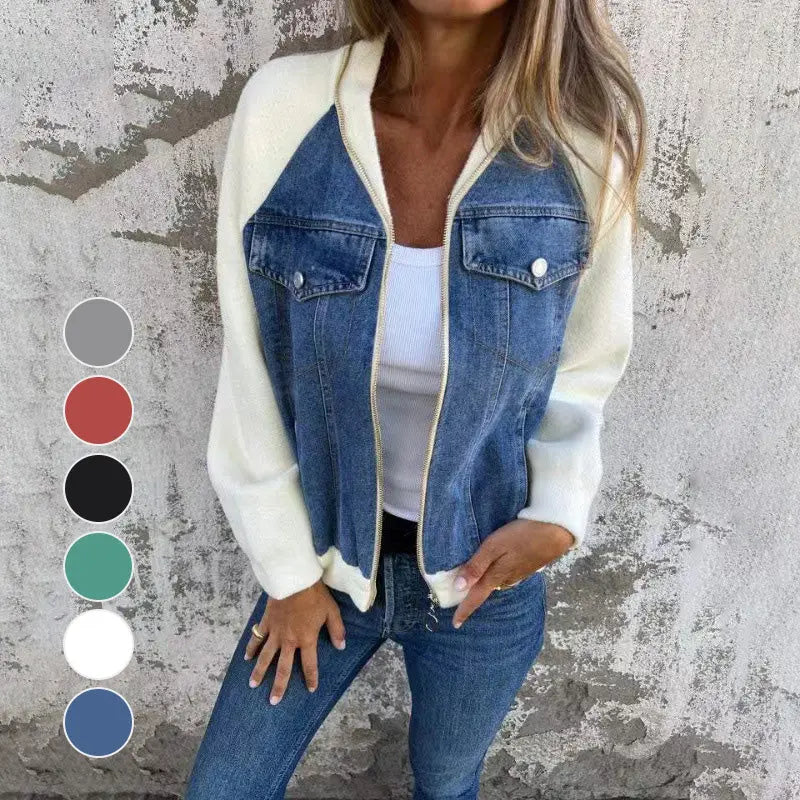 Kreative Denim-Spleißjacke für Damen MOKKAKAI