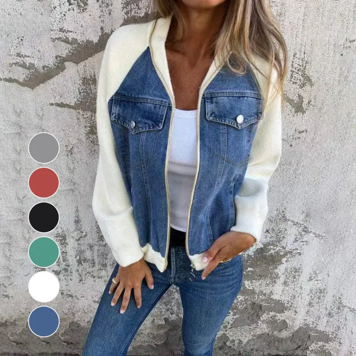 Kreative Denim-Spleißjacke für Damen MOKKAKAI