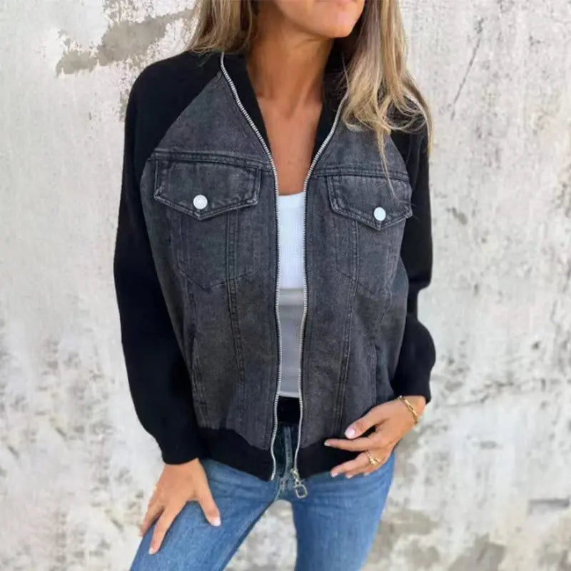 Kreative Denim-Spleißjacke für Damen MOKKAKAI