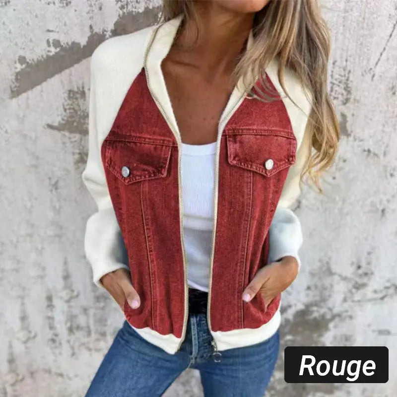 Kreative Denim-Spleißjacke für Damen MOKKAKAI