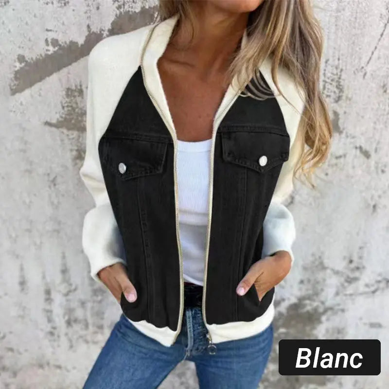 Kreative Denim-Spleißjacke für Damen MOKKAKAI