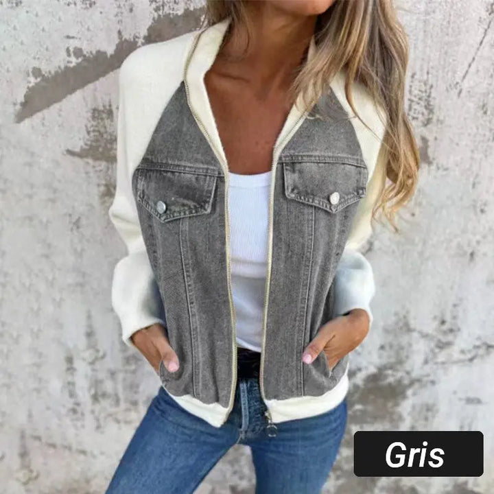 Kreative Denim-Spleißjacke für Damen MOKKAKAI