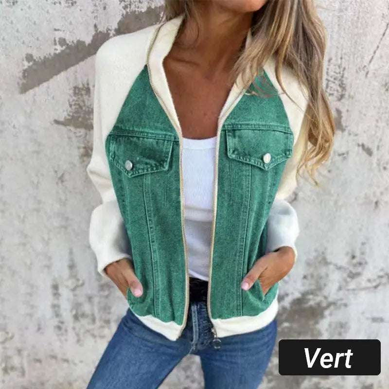 Kreative Denim-Spleißjacke für Damen MOKKAKAI