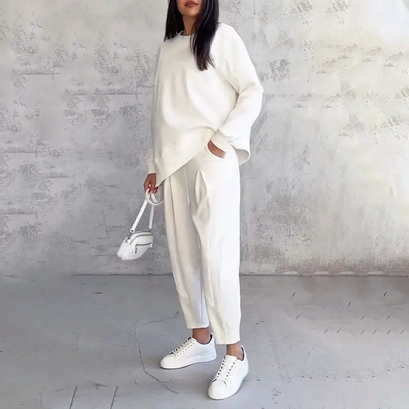 Lex - Langarm mit rundem Hals ＆ Hose 2-teiliger Set MOKKAKAI