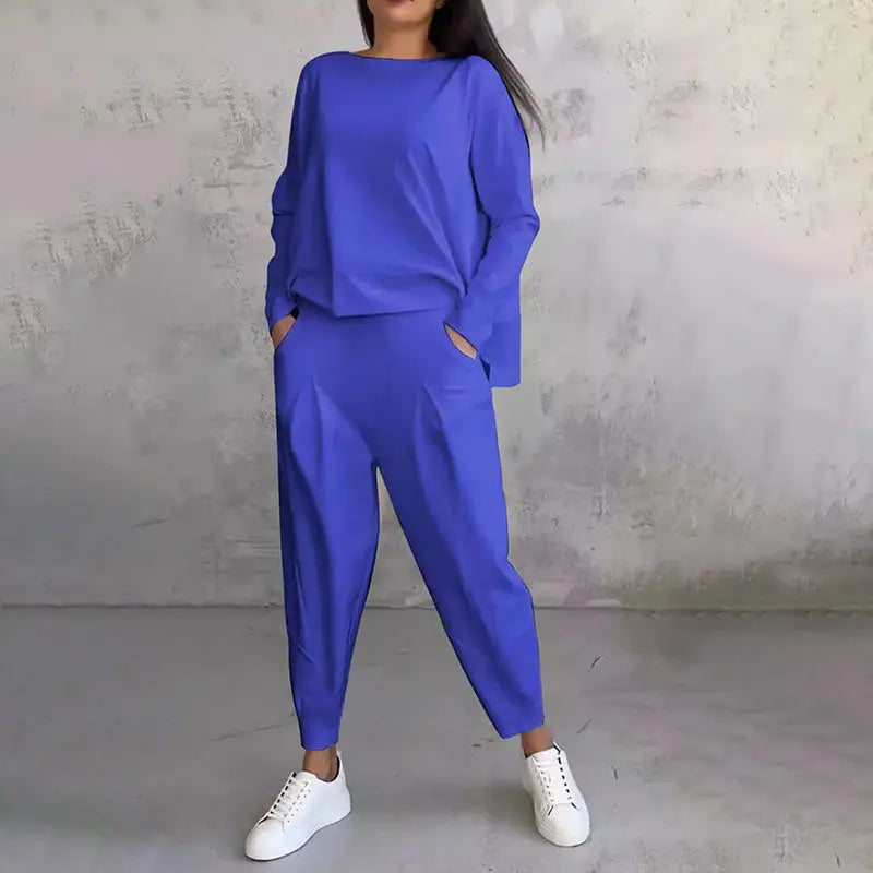 Lex - Langarm mit rundem Hals ＆ Hose 2-teiliger Set MOKKAKAI